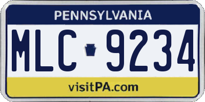 PA license plate MLC9234