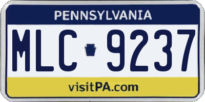 PA license plate MLC9237
