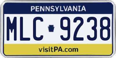 PA license plate MLC9238