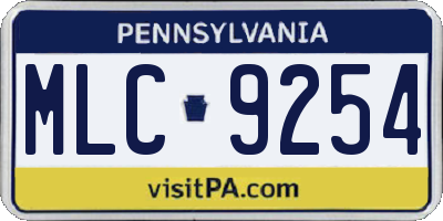 PA license plate MLC9254