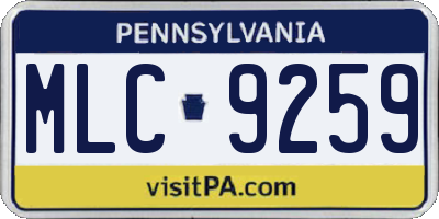 PA license plate MLC9259