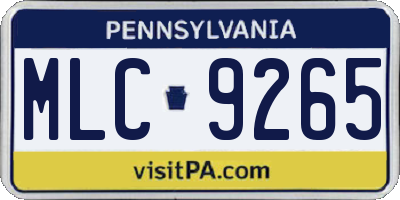 PA license plate MLC9265