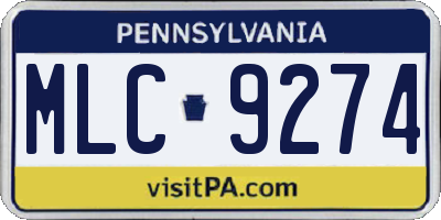 PA license plate MLC9274