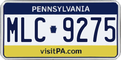 PA license plate MLC9275