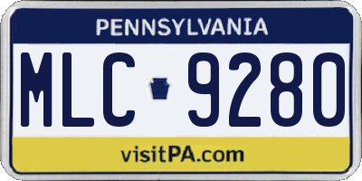 PA license plate MLC9280