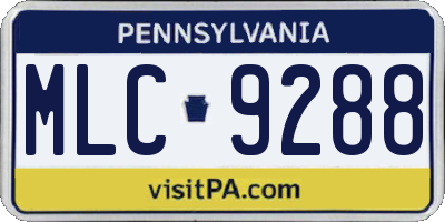 PA license plate MLC9288