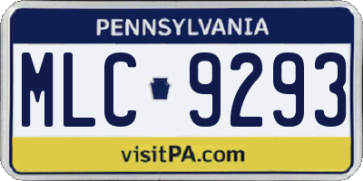 PA license plate MLC9293
