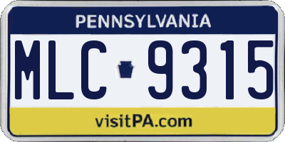 PA license plate MLC9315