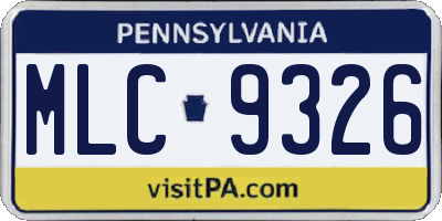 PA license plate MLC9326