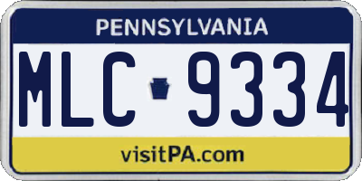 PA license plate MLC9334