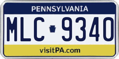 PA license plate MLC9340