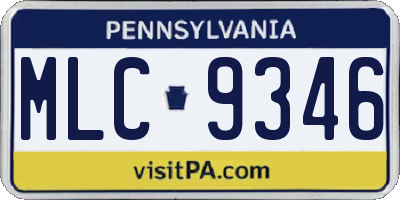 PA license plate MLC9346