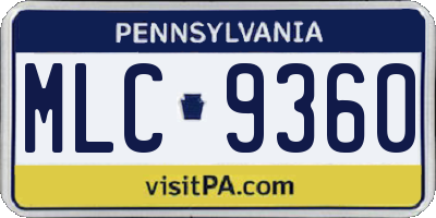 PA license plate MLC9360