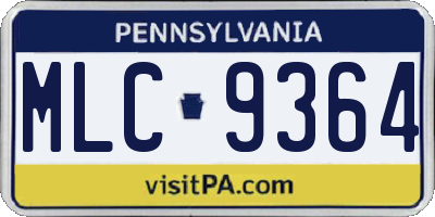 PA license plate MLC9364