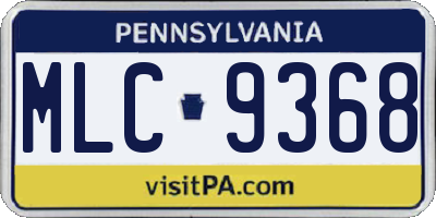 PA license plate MLC9368