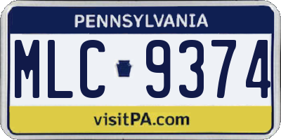 PA license plate MLC9374