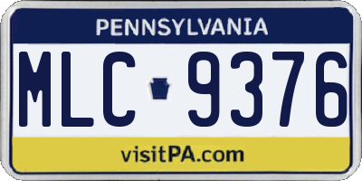 PA license plate MLC9376