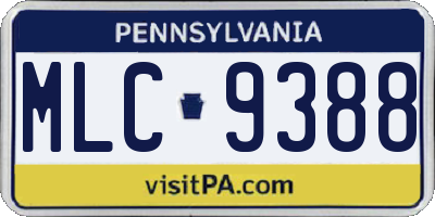 PA license plate MLC9388