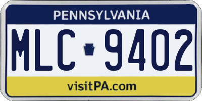 PA license plate MLC9402