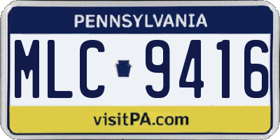 PA license plate MLC9416