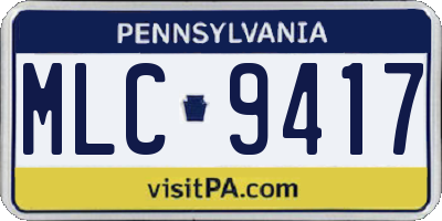 PA license plate MLC9417