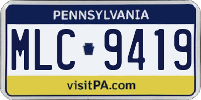 PA license plate MLC9419
