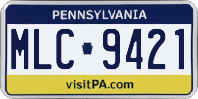 PA license plate MLC9421