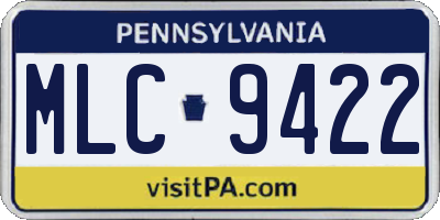 PA license plate MLC9422