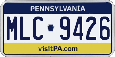 PA license plate MLC9426