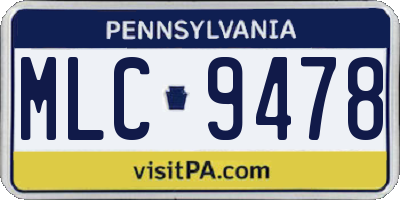 PA license plate MLC9478