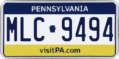 PA license plate MLC9494