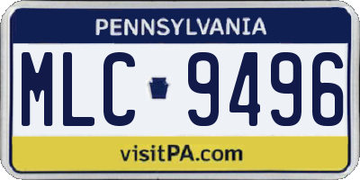 PA license plate MLC9496