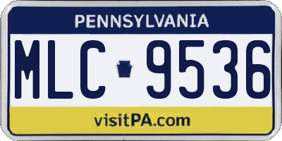 PA license plate MLC9536