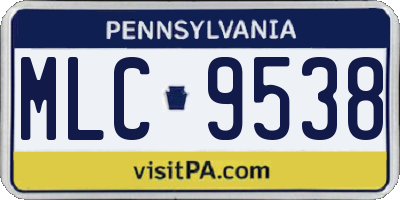 PA license plate MLC9538