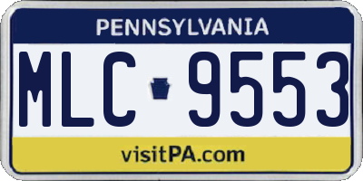 PA license plate MLC9553
