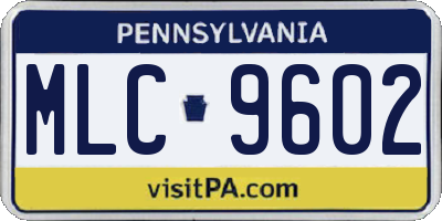PA license plate MLC9602