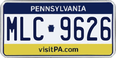 PA license plate MLC9626