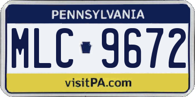 PA license plate MLC9672