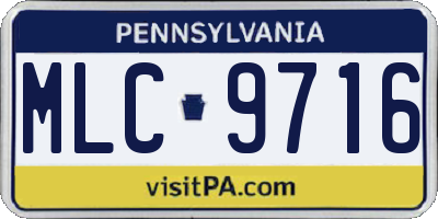 PA license plate MLC9716