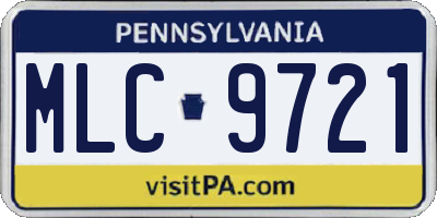 PA license plate MLC9721