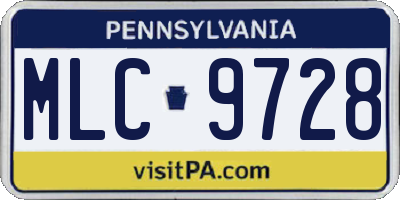 PA license plate MLC9728