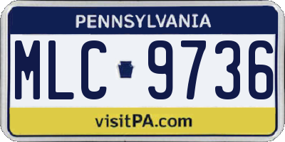 PA license plate MLC9736