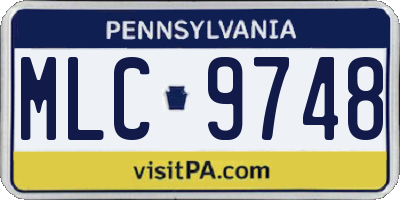 PA license plate MLC9748