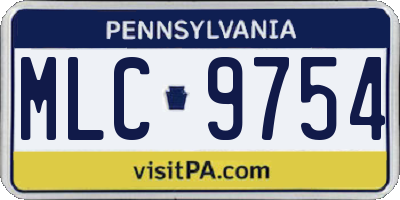 PA license plate MLC9754