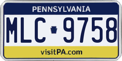 PA license plate MLC9758