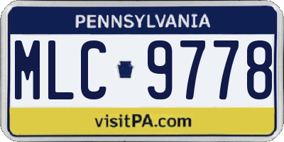 PA license plate MLC9778