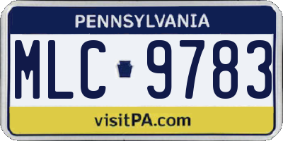 PA license plate MLC9783