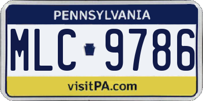 PA license plate MLC9786
