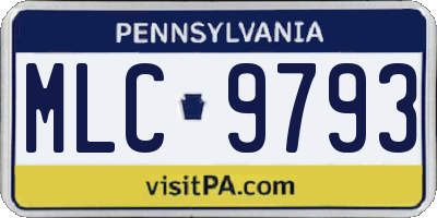 PA license plate MLC9793