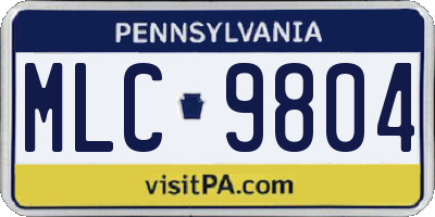 PA license plate MLC9804